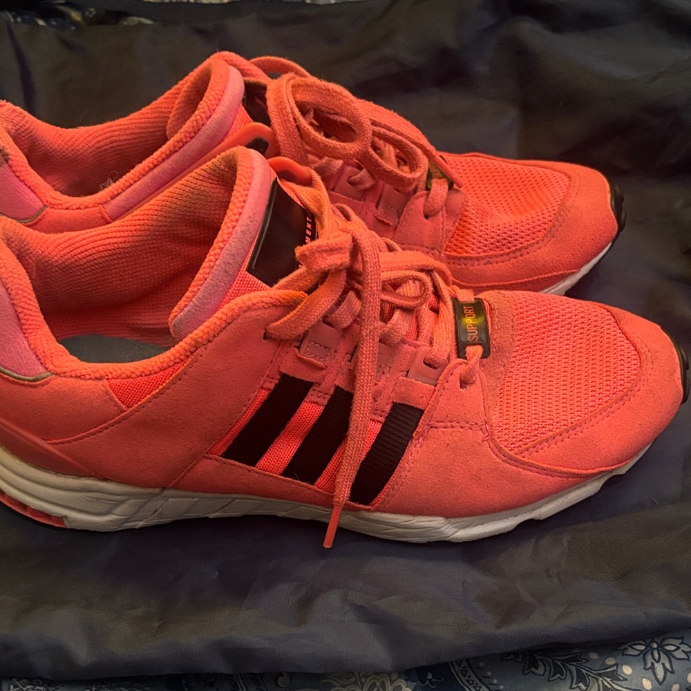 Adidas Bold Coral Sneakers with Black Accents